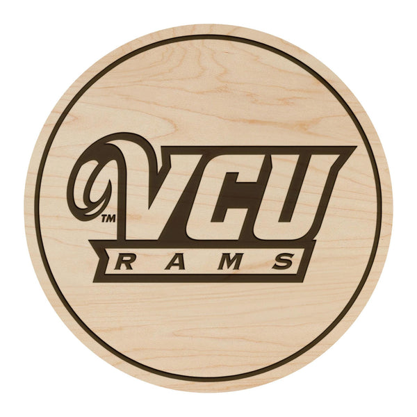Virginia Commonwealth University Wordmark Coaster – Crafted from Cherry or Maple Wood – VCU Rams