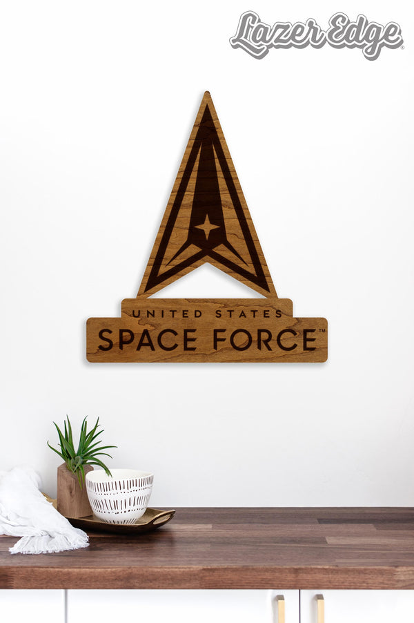United States Space Force Emblem Wall Hanging – Crafted from Cherry or Maple Wood