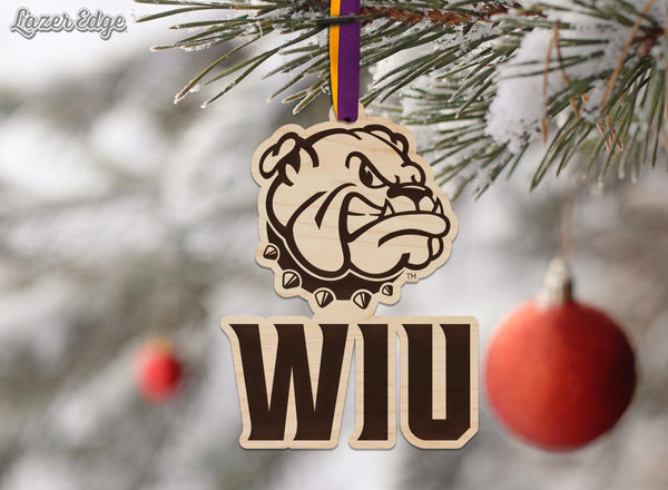 Western Illinois University WIU Stack Ornament – Crafted from Cherry and Maple Wood – Western Illinois Leathernecks
