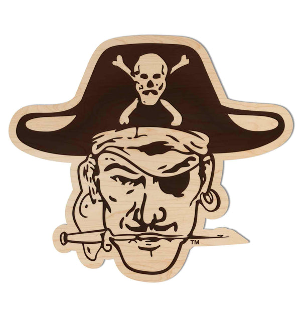 East Carolina University Pirate Head Wall Hanging - Crafted from Cherry and Maple Wood - ECU Pirates