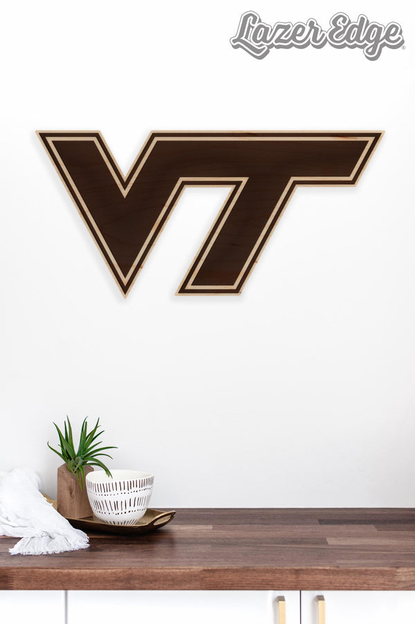 Virginia Tech Flying VT Wall Hanging - Crafted from Cherry and Maple Wood - Virginia Tech Hokies