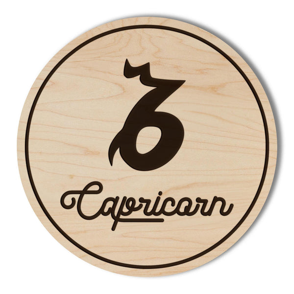 Capricorn Sign Zodiac Coaster – Crafted from Cherry or Maple Wood