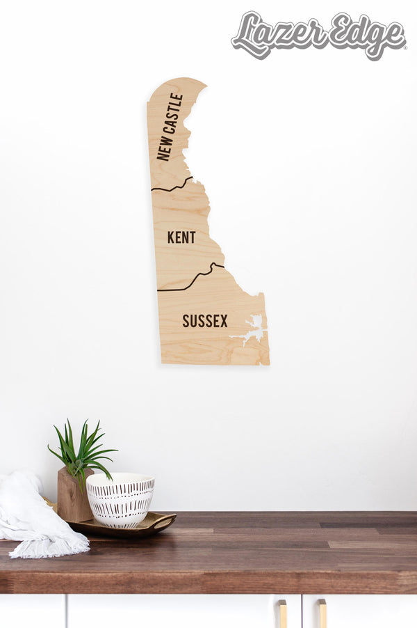 Delaware County Map Wall Hanging - Crafted from Cherry or Maple Wood