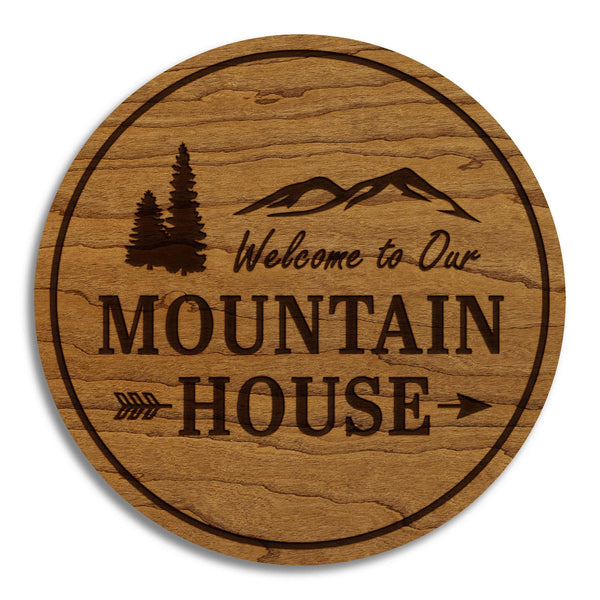 Welcome To Our Mountain House Coaster – Crafted from Cherry or Maple Wood