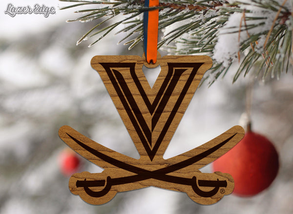 University of Virginia Sabres Ornament – Crafted from Cherry and Maple Wood – Virginia Cavaliers