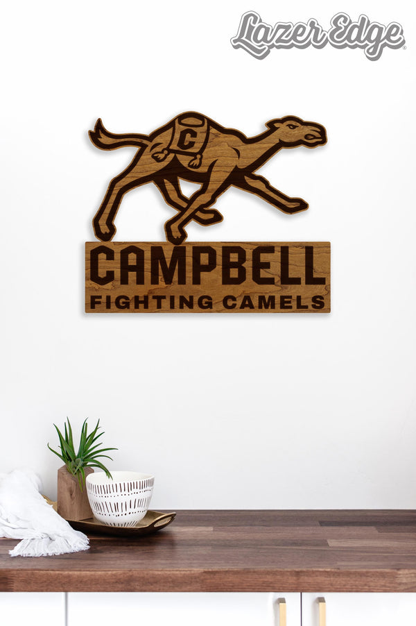 Campbell University Fighting Camels Wall Hanging - Crafted from Cherry or Maple Wood - Campbell Camels