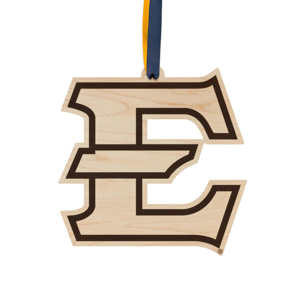 East Tennessee State University Primary Logo Ornament – Crafted from Cherry and Maple Wood – East Tennessee State Buccaneers
