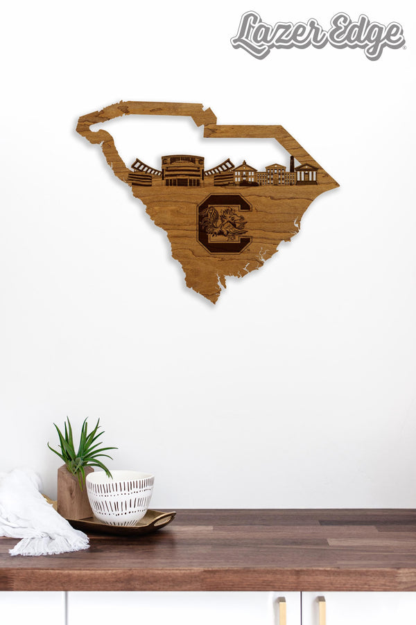University of South Carolina Skyline Wall Hanging – Crafted from Cherry and  Maple Wood - USC Gamecocks