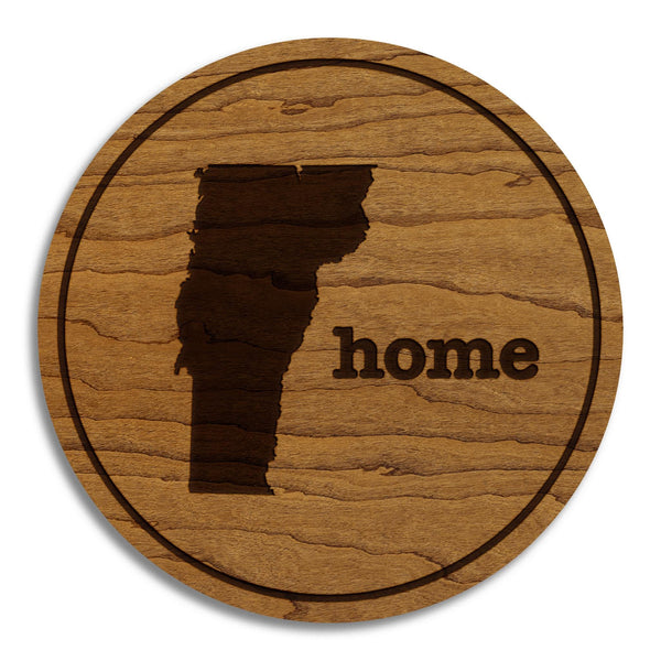 Vermont Home State Map Coaster - Crafted from Cherry or Maple Wood