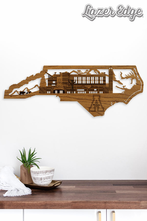 Appalachian State University Skyline Wall Hanging - Crafted from Cherry or Maple Wood