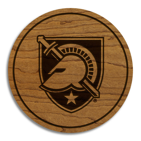 West Point University Army Shield Coaster – Crafted from Cherry or Maple Wood – West Point Black Knights