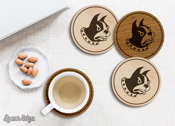 Wofford College Terriers Coasters – Crafted from Cherry or Maple Wood – Wofford Terriers