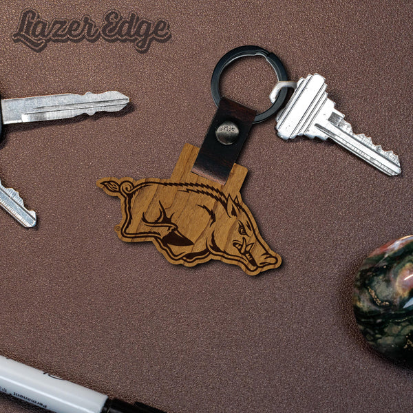 Arkansas Razorbacks Wooden Keychain – Crafted from Cherry or Maple Wood