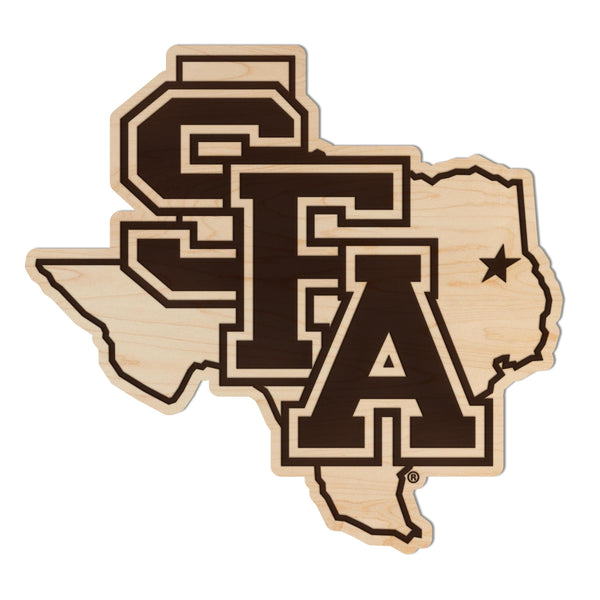 Stephen F. Austin SFA on Texas Wall Hanging – Crafted from Cherry and  Maple Wood - SFA Lumberjacks