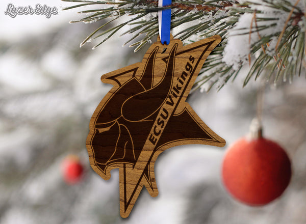 Elizabeth City State University Vikings Ornament – Crafted from Cherry and Maple Wood – ECSU Vikings