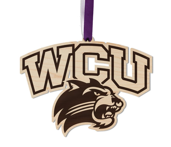 Western Carolina University Catamounts Ornament – Crafted from Cherry and Maple Wood - WCU Catamounts