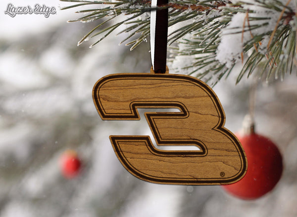 Stylized #3 Wooden Ornament  | Crafted from Cherry and Maple Wood | Made in USA | Officially Licensed by Richard Childress Racing