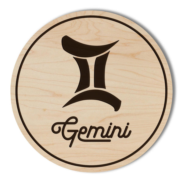 Gemini Sign Zodiac Coaster – Crafted from Cherry or Maple Wood