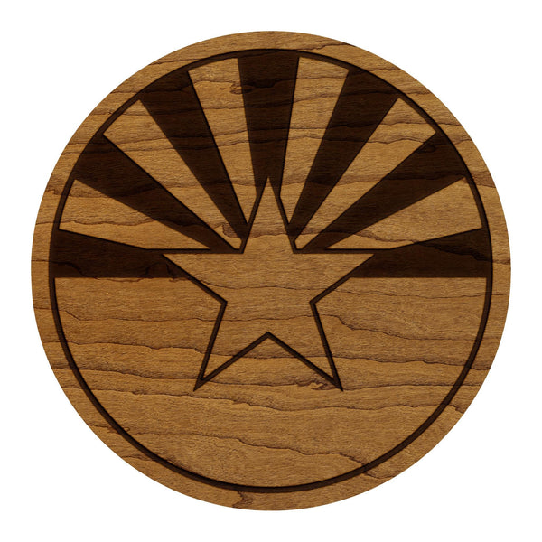 Arizona State Flag Coaster - Crafted from Cherry or Maple Wood
