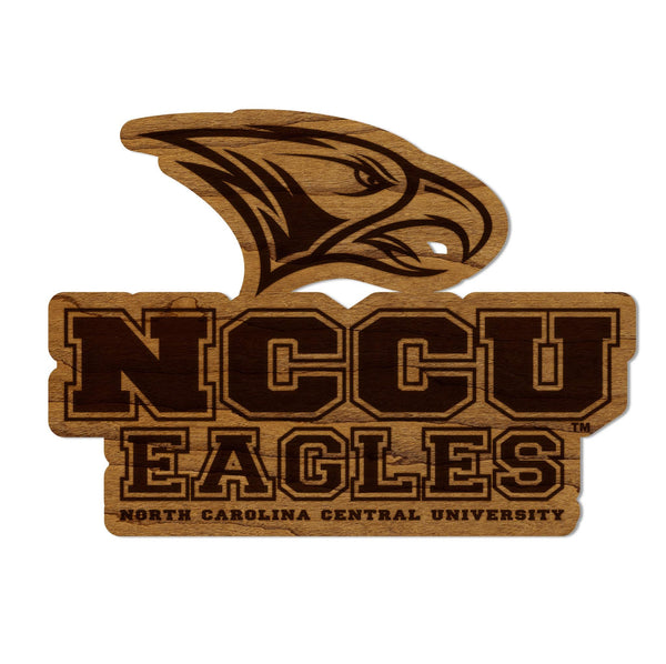 North Carolina Central University Eagle Wordmark Magnet - Crafted from Cherry or Maple Wood - NCCU Eagles