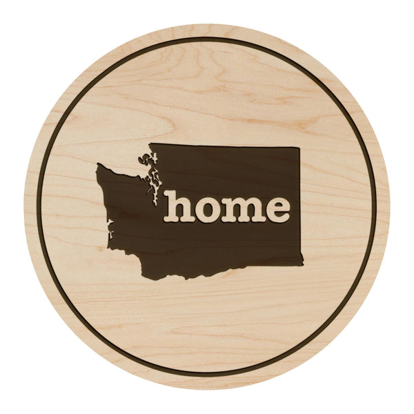 Washington Home State Map Coaster - Crafted from Cherry or Maple Wood