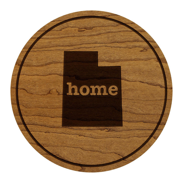 Utah Home State Map Coaster - Crafted from Cherry or Maple Wood