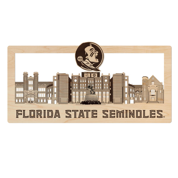 Florida State University Skyline Wall Hanging - Crafted from Cherry or Maple Wood - Florida State Seminoles