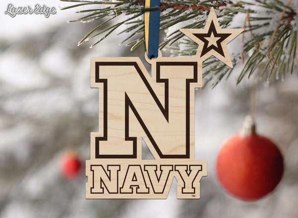 United States Naval Academy Navy Star Ornament – Crafted from Cherry and Maple Wood – Navy Midshipmen