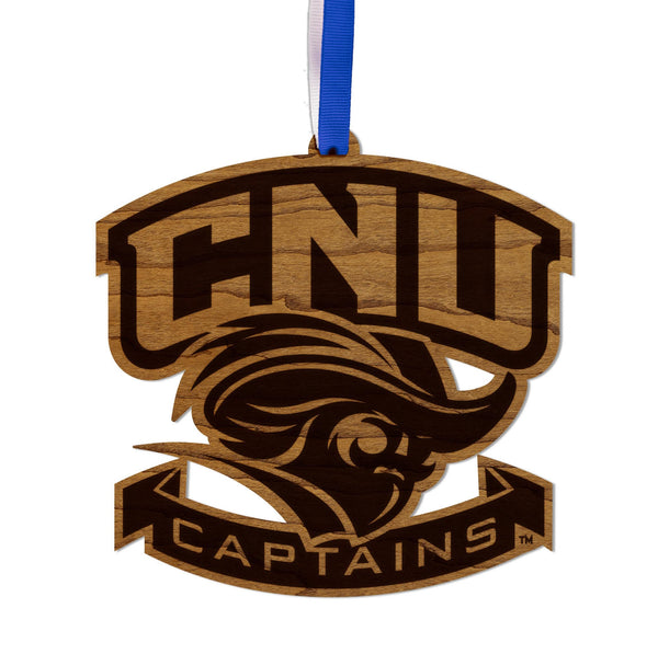 Christopher Newport University Captains Logo Ornament – Crafted from Cherry and Maple Wood – CNU Captains