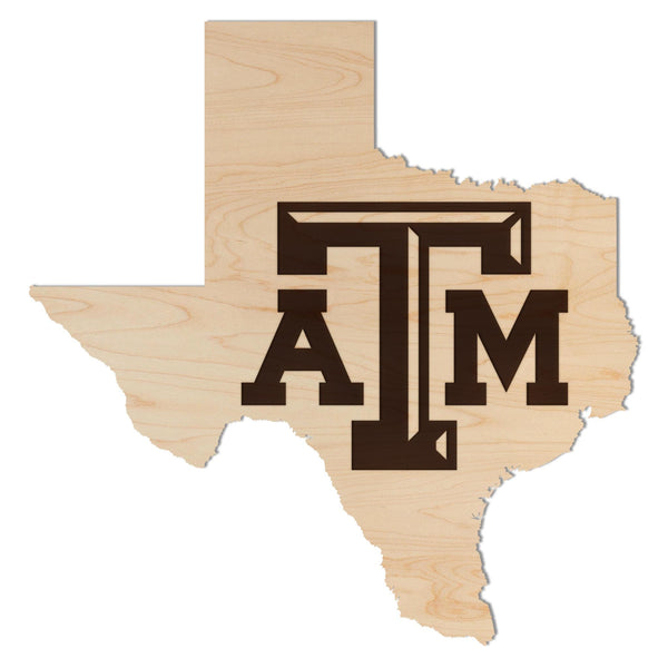 Texas A&M University on State Wall Hanging – Crafted from Cherry and  Maple Wood - TAMU Aggies