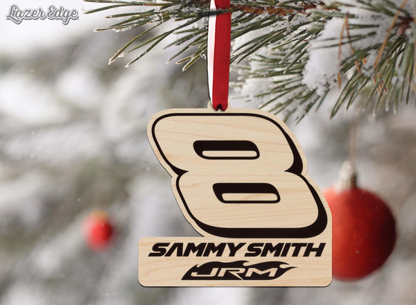 Sammy Smith #8 Wooden Ornament  | Crafted from Cherry and Maple Wood | Made in USA | Officially Licensed by JR Motorsports