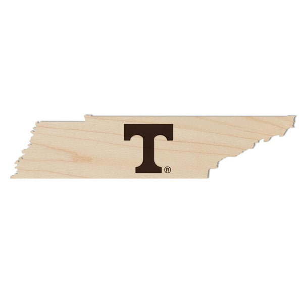 University of Tennessee Power T on State Magnet - Crafted from Cherry or Maple Wood - University of Tennessee Volunteers