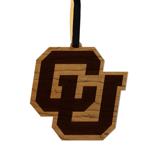 University of Colorado CU Ornament – Crafted from Cherry and Maple Wood – Colorado Buffaloes
