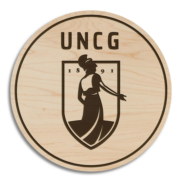 University of North Carolina Greensboro Institution Mark Coaster - Crafted from Cherry or Maple Wood - UNCG Spartans