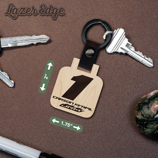 Carson Kvapil #1 Wooden Keychain  | Crafted from Cherry and Maple Wood | Made in USA | Officially Licensed by JR Motorsports