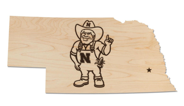 University of Nebraska Herbie on State Wall Hanging – Crafted from Cherry and  Maple Wood - Nebraska Huskers