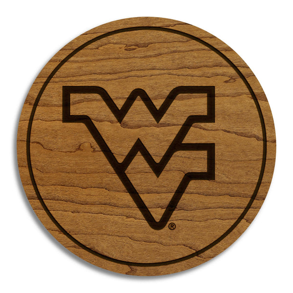 West Virginia Flying WV Coaster – Crafted from Cherry or Maple Wood – West Virginia Mountaineers