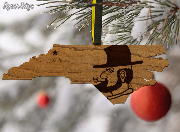 Appalachian State University Yosef on State Ornament – Crafted from Cherry and Maple Wood – App State Mountaineers