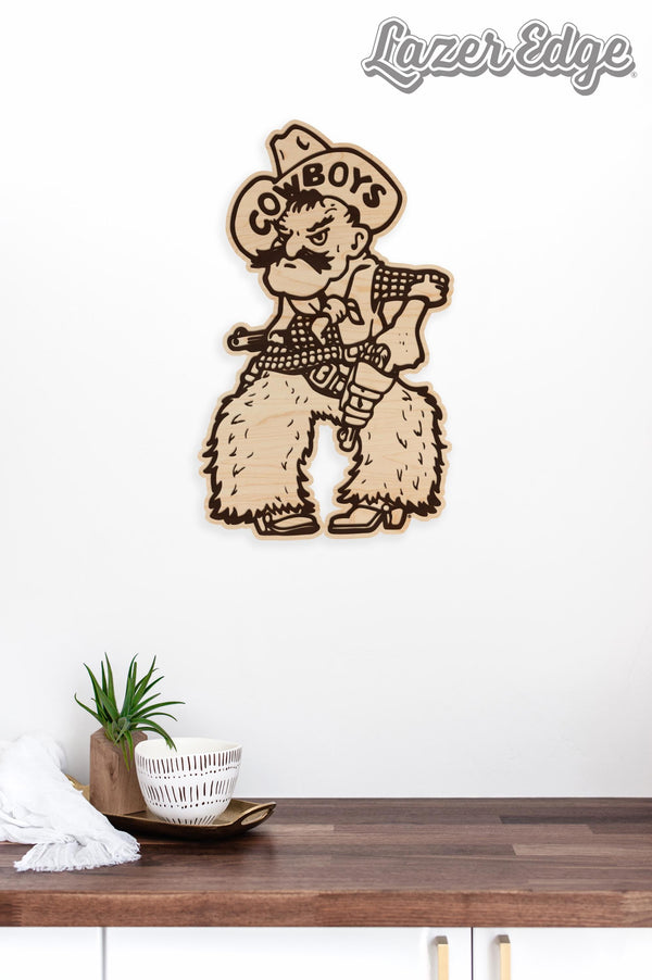 University of Wyoming Cowboys Wall Hanging - Crafted from Cherry and Maple Wood - Wyoming Cowboys