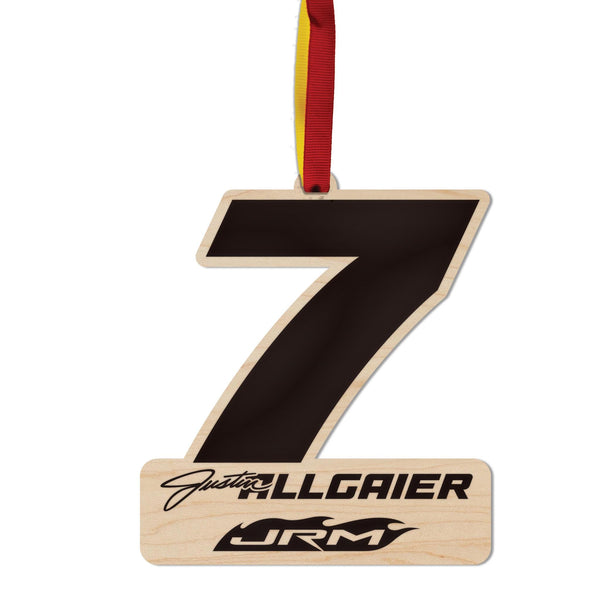 Justin Allgaier #7 Wooden Ornament  | Crafted from Cherry and Maple Wood | Made in USA | Officially Licensed by JR Motorsports