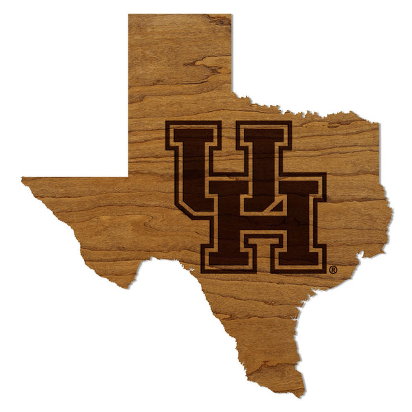 University of Houston UH on State Wall Hanging - Crafted from Cherry and Maple Wood - University of Houston Cougars