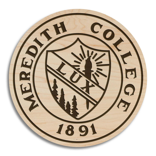 Meredith College Seal Coaster – Crafted from Cherry or Maple Wood – Meredith College Avenging Angels