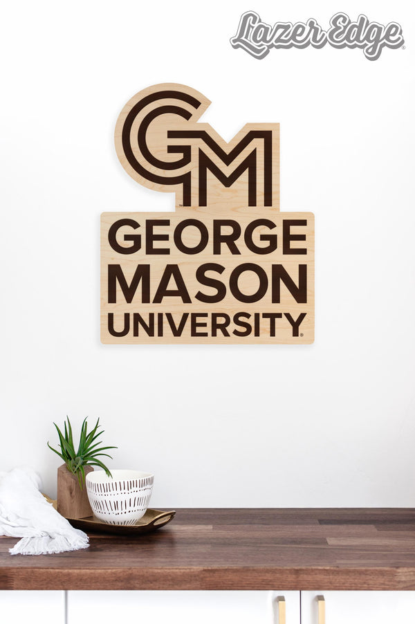 George Mason University Logo Wall Hanging - Crafted from Cherry and Maple Wood - George Mason Patriots
