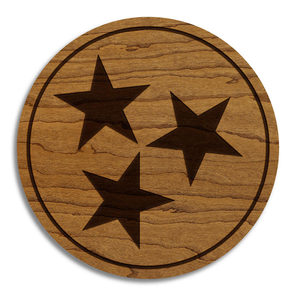 Tennessee State Flag Coaster - Crafted from Cherry or Maple Wood