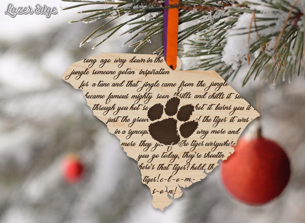 Clemson University Fight Song Ornament – Crafted from Cherry and Maple Wood – Clemson Tigers