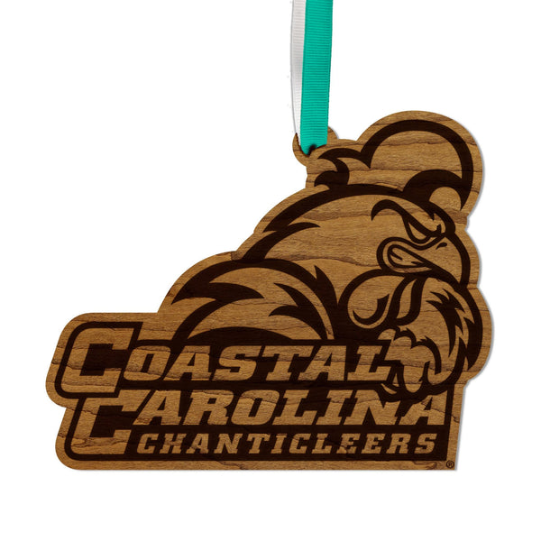 Coastal Carolina University Chanticleers Wordmark Ornament – Crafted from Cherry and Maple Wood – Coastal Carolina Chanticleers