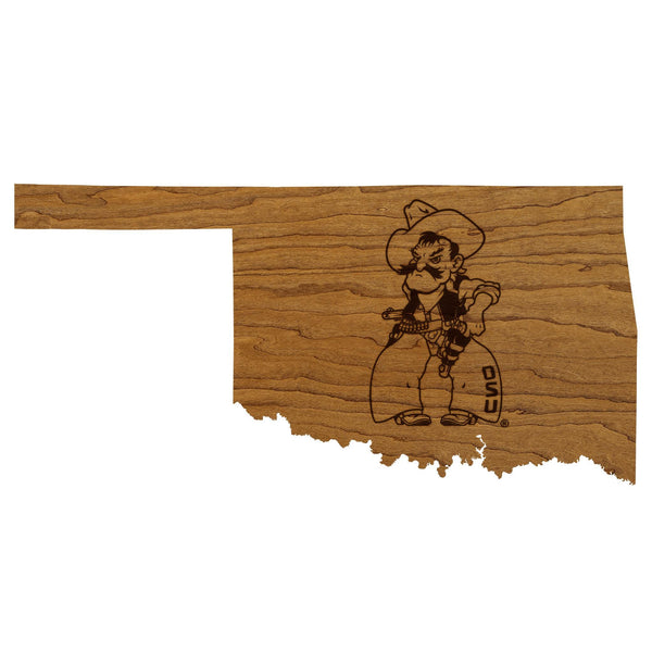 Oklahoma State University OSU on State Wall Hanging - Crafted from Cherry or Maple Wood - Oklahoma State Cowboys