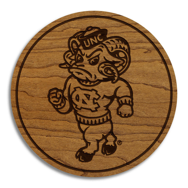 University of North Carolina Chapel Hill Strutting Ramses Coaster – Crafted from Cherry or Maple Wood – UNC Tarheels
