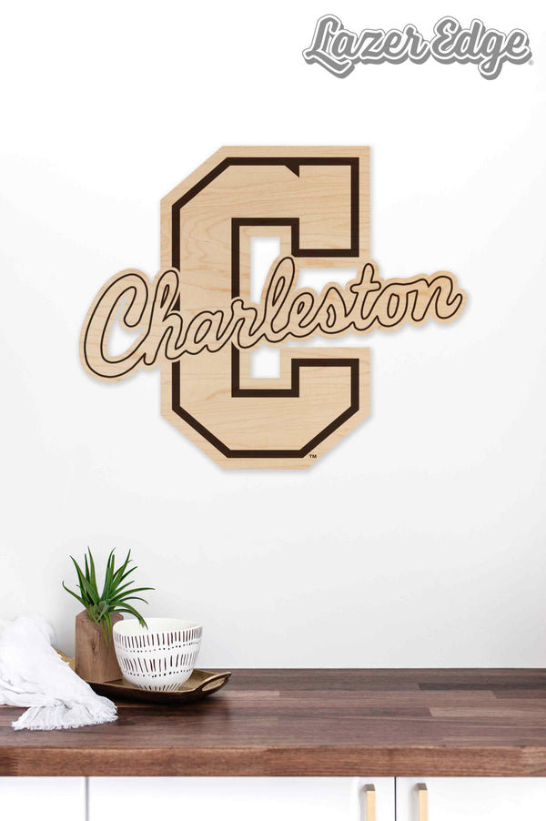 College of Charleston Logo Cutout Wall Hanging - Crafted from Cherry or Maple Wood - Charleston Cougars
