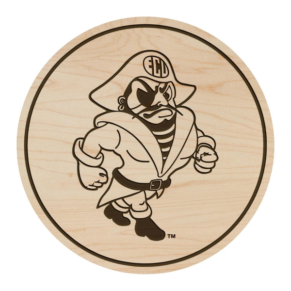 East Carolina University Strutting Pirate Coaster – Crafted from Cherry or Maple Wood – ECU Pirates